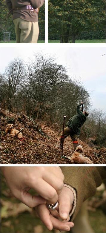 Images of selecting your peg before shooting and a successful gun after a drive with beaters in the background