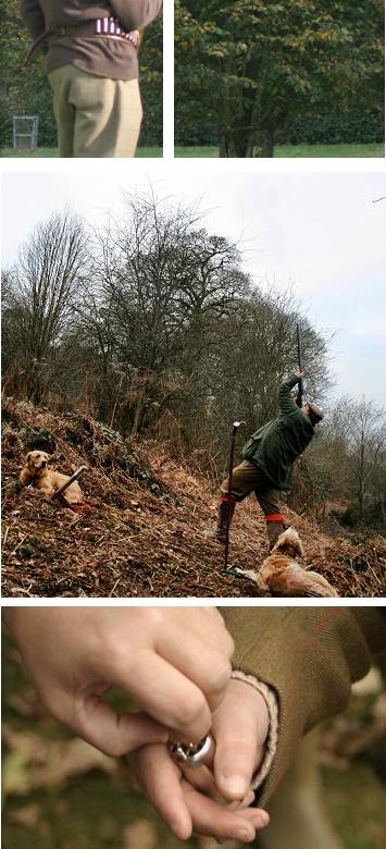 Images of selecting your peg before shooting and a successful gun after a drive with beaters in the background